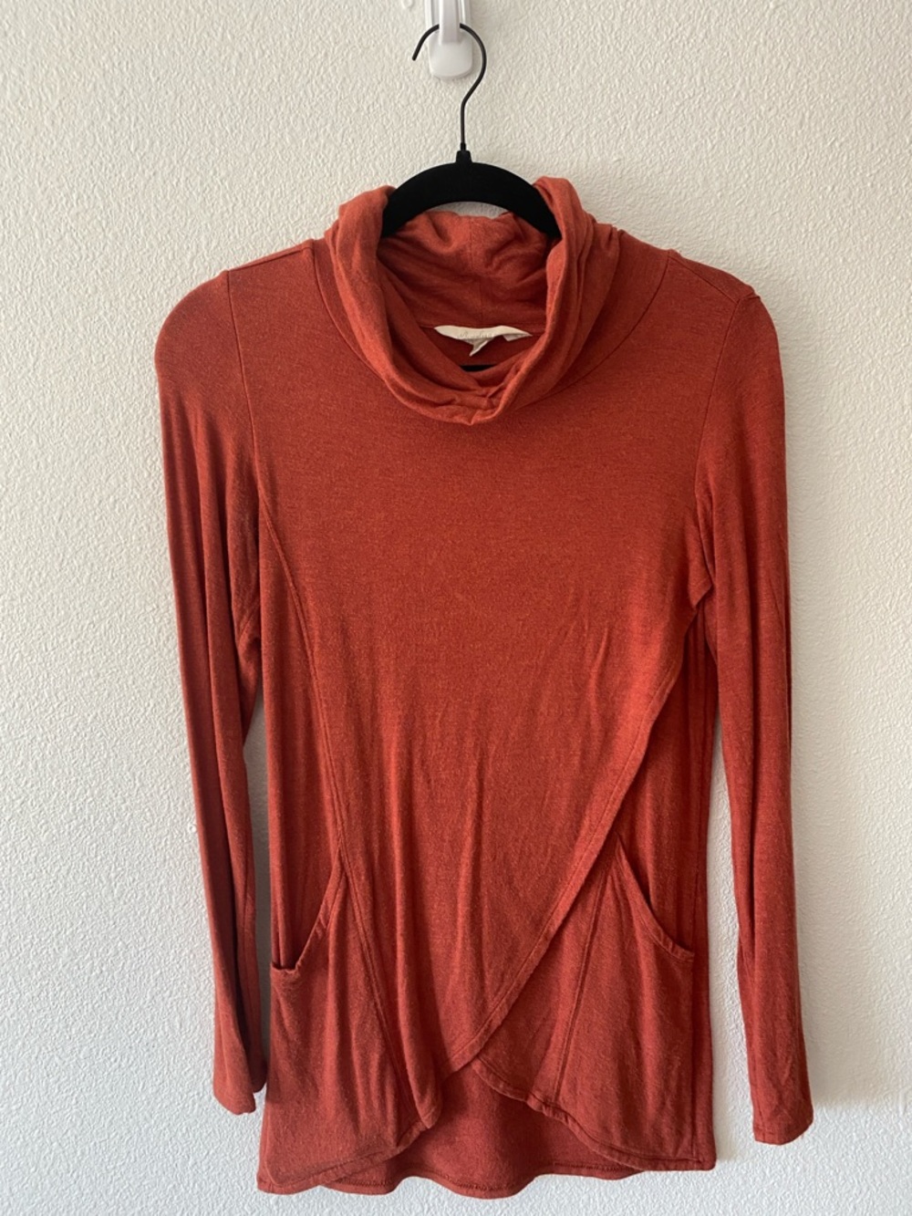Women's Rust Cowl Neck Lightweight Tunic Sweater